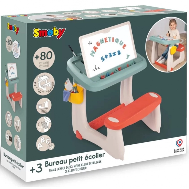 Smoby doppelseitiger Schreibtisch mit Tafel und 80 Zubehörteilen