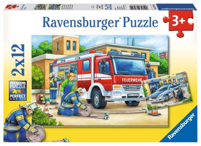 Polizei und Feuerwehr Puzzle 2x12 Teile