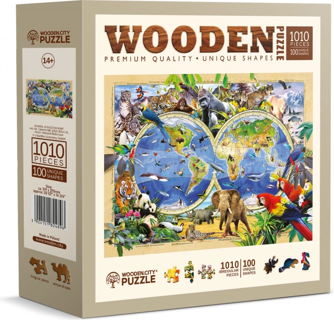 Holzpuzzle Weltkarten Tiere 1010 Teile