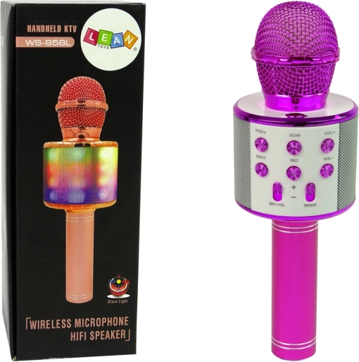 Kabelloses Mikrofon USB-Lautsprecher Aufnahme Karaoke Modell WS-858 Pink