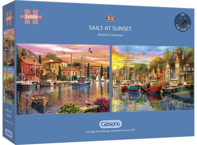 Gibsons Puzzle Segelboote bei Sonnenuntergang 2x500 Teile