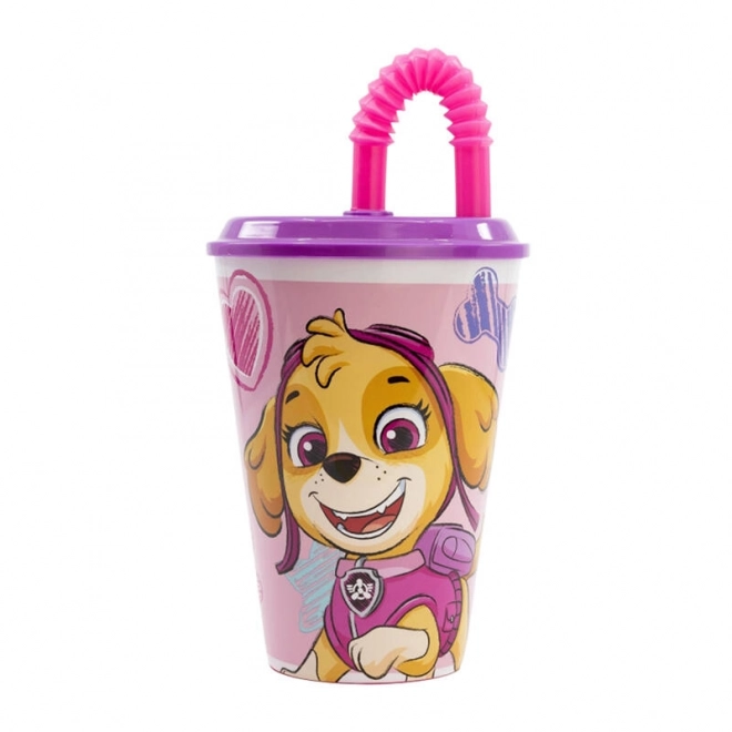 Kinder-Wasserbecher mit Strohhalm Paw Patrol Skye (Pink)