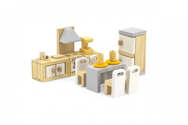 Holz-Küchen- und Esszimmer-Set für Puppen