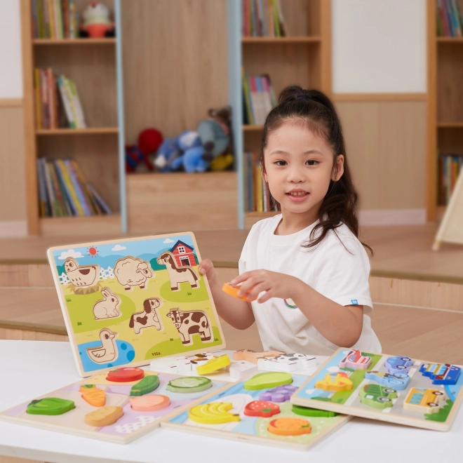 Viga Holzpuzzle Montessori Bauernhof Tiere