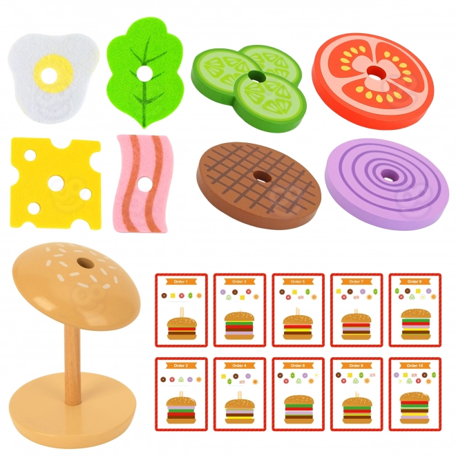 Holz Burger Restaurant Puzzle für Kinder 15 Teile FSC Zertifikat