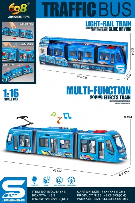 Blauer Straßenbahnmodell 1:16