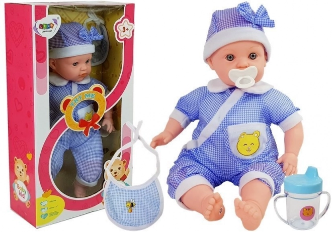 Baby-Puppe 45 cm mit blauem Outfit