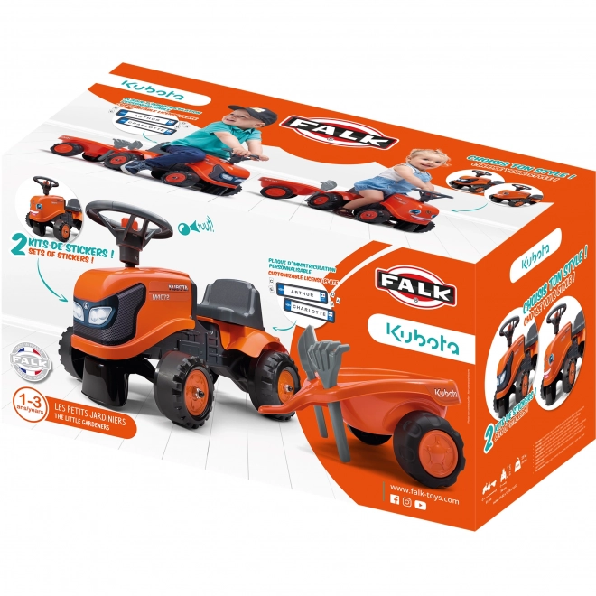 Baby-Kubota-Trettraktor mit Anhänger