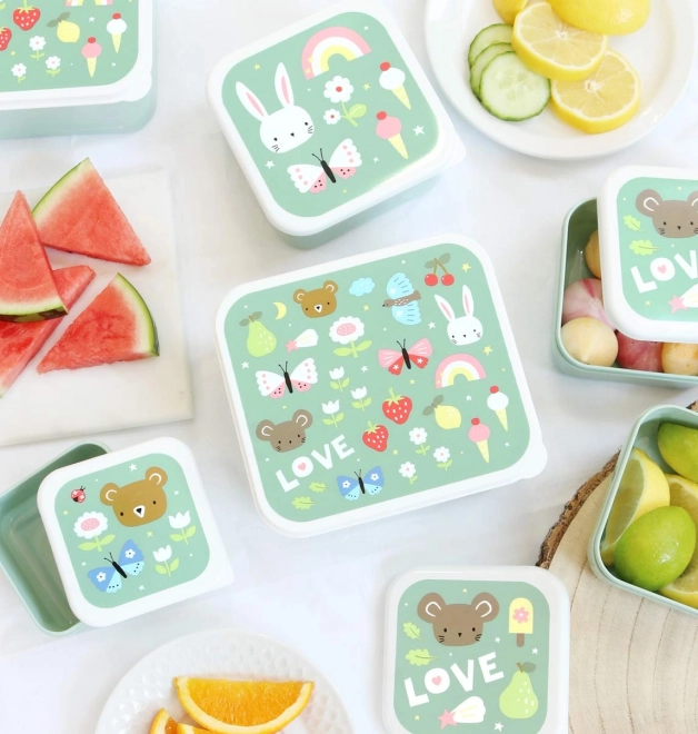 A Little Lovely Company Set aus vier Brotzeitboxen – Freude