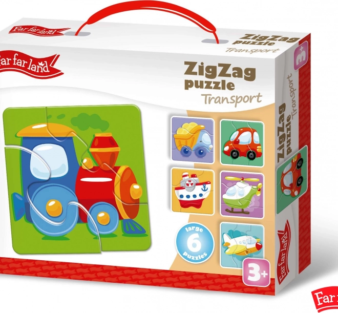 Far Far Land Puzzle ZigZag Verkehrs-Motiv mit 6 Bildern