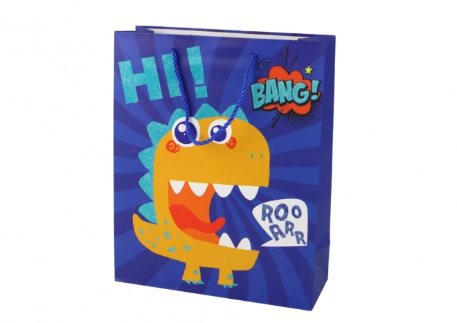 Papier Geschenktasche Blau Dinosaurier