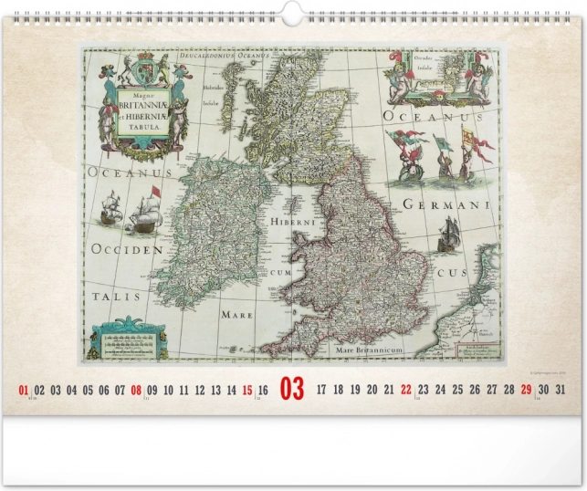 Wandkalender Alte Karten 2026
