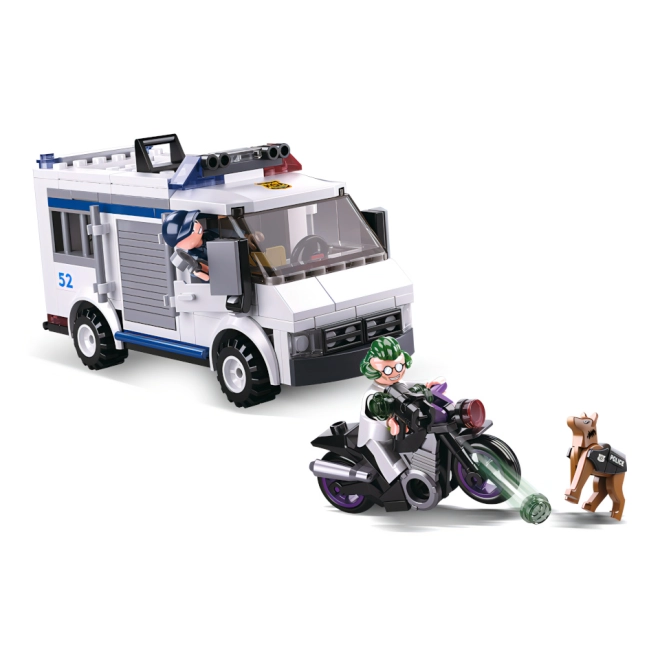 Motorrad des Diebs und Polizeihund