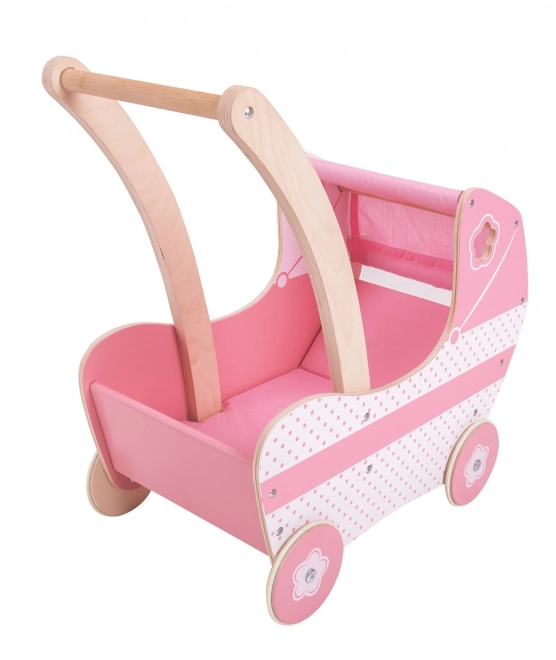 Holzpuppenwagen in Pink