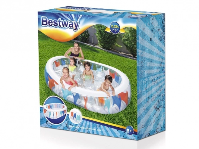 Aufblasbarer Familienpool Elipse 229x152x51cm von BESTWAY mit Reparaturflicken