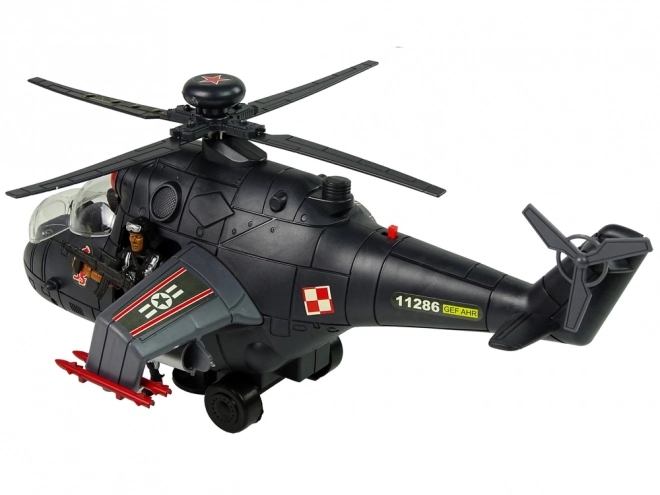 Hubschrauber mit riesigen Flügeln und Lichteffekten