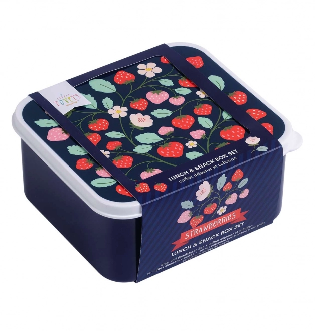 A Little Lovely Company Set aus vier Brotzeitboxen – Erdbeeren