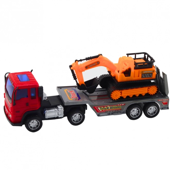 Lkw-Set mit Anhänger und Kettenbagger