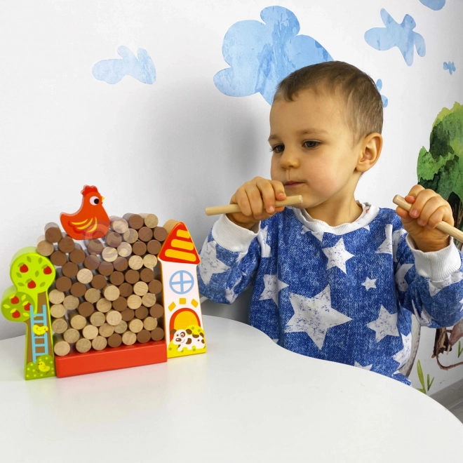 Tooky Toy Holzspiel Fallende Henne Bauernhof
