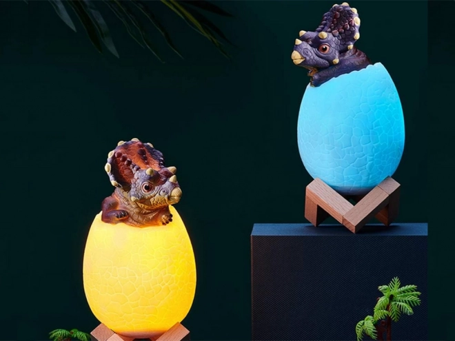 Dinosaurier Nachtlicht Triceratops Ei RGB LED für Kinder