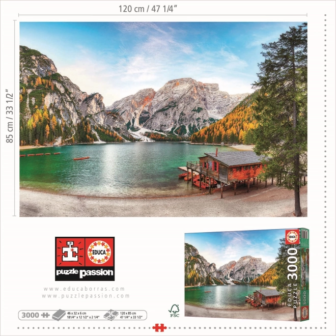 EDUCA Puzzle Lago di Braies im Herbst, Italien 3000 Teile