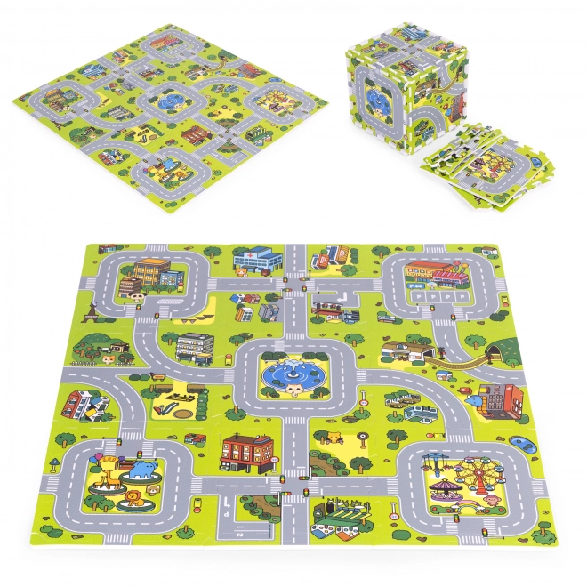 Große EVA-Schaummatte für Kinder Stadt 90,5x90,5 cm 21 Stk ECOTOYS