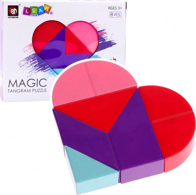 Magnetische Tangram-Würfel – Herz, 8 Teile