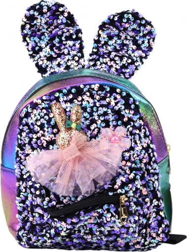 Bunter Kinder-Rucksack mit Pailletten und Hasenohren