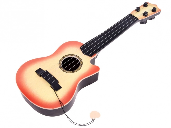 Kindergitarre mit 4 Saiten und Plektrum – hellbraun