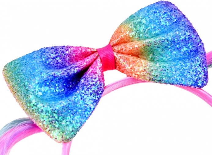 Eine leuchtende, glitzernde Regenbogen-Schleife