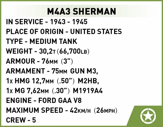 Cobi II Weltkrieg M4A3 Sherman Panzer Modell