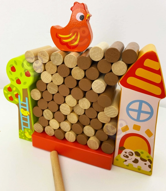 Tooky Toy Holzspiel Fallende Henne Bauernhof