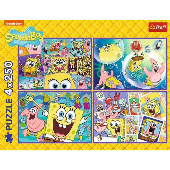 Puzzle 4x250 Verrückte Welt von Sponge Bob