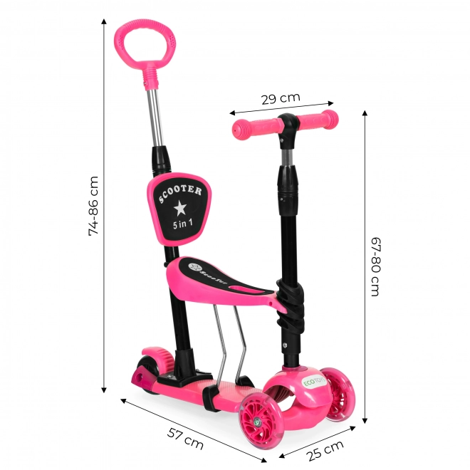 3-rad kinderroller mit LED und marienkäferkorb