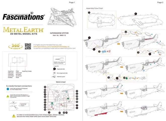 3D-Metallpuzzle Supermarine Spitfire