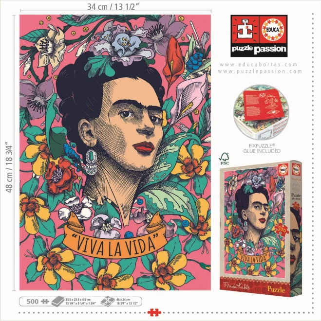 Educa Puzzle Frida Kahlo: Viva la Vida 500 Teile