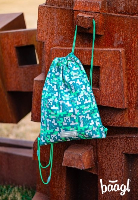 Taschenrucksack mit silbernem Creeper aus MINECRAFT