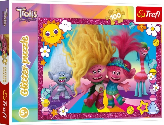 Glitzerndes Puzzle TROLLS 3, 100 Teile