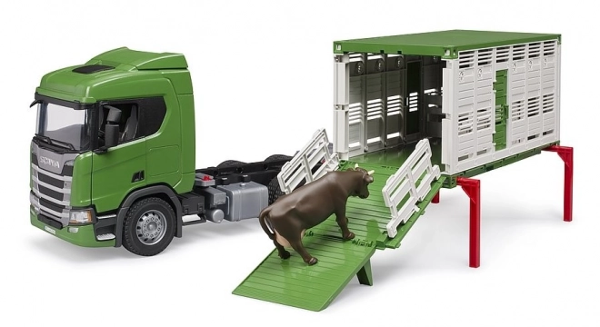 Bruder Scania Tiertransporter mit Kuhfigur