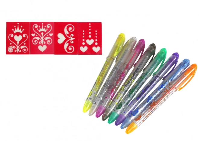 Glitzer Tattoo Marker Set 8er mit 4 Schablonen