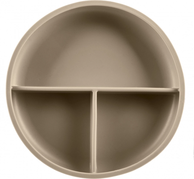 Geteilter Silikonteller mit Saugnapf, Sand Beige