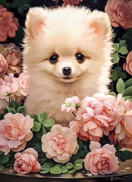 Castorland Puzzle Pomeranian Welpe in Rosen 60 Teile