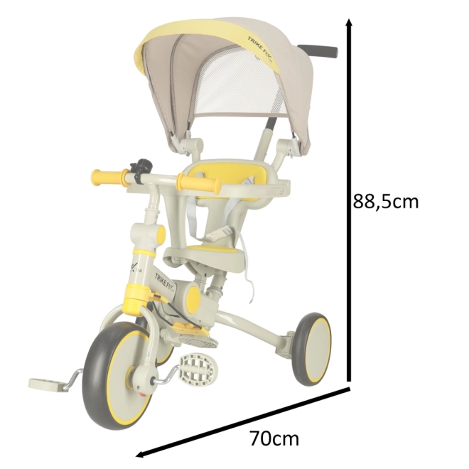 Multifunktionales Dreirad Trike Fix V4 Gelb-Schwarz mit Dach – Gelb-Grau