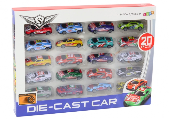 Set mit Rennsport-Spielzeugautos im Maßstab 1:64