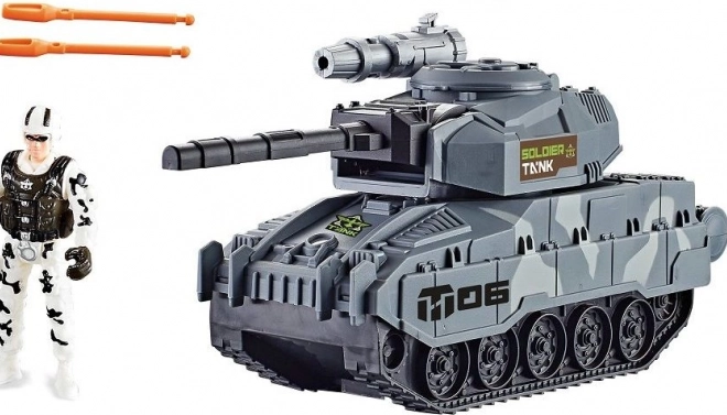 Panzer mit Militärfigur und funktionierender Artillerie