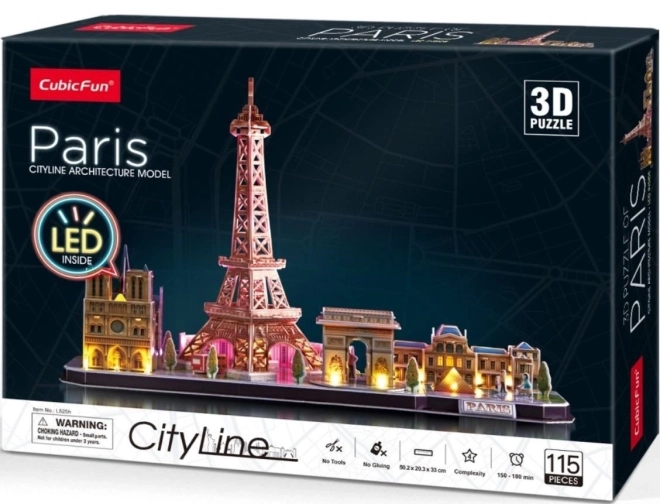 CubifFun Leuchtendes 3D-Puzzle CityLine Panorama: Paris