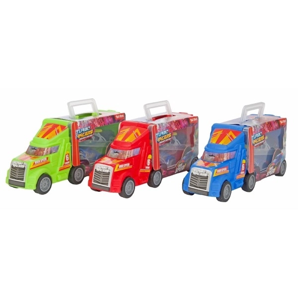Spielzeugset LKW mit Rennwagen