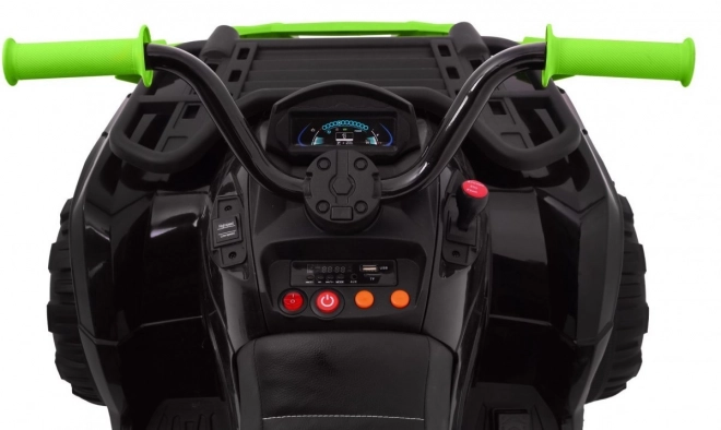 Quadro XL ATV 2,4GHz mit Batterie für Kinder schwarz/grün + Fernsteuerung + Allradantrieb 4x4 + Gepäckträger + langsame Beschleunigung + EVA + LED Audio
