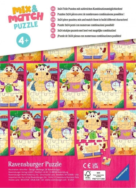 Ravensburger Puzzle Mix & Match: Meine Freunde vom Bauernhof 3x24 Teile