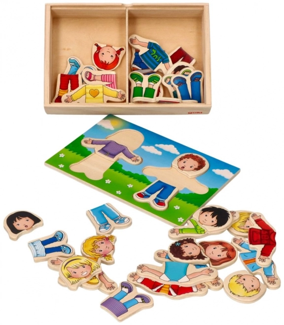 Holzpuzzle Ankleiden Junge und Mädchen
